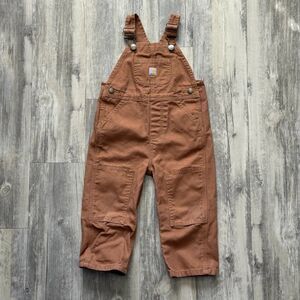 Carhartt Canvas Duck Washed Brown Overalls Bib Kids Size 2T